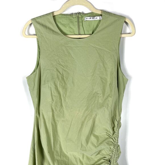 Third Form Drawn Deep Tank Maxi Dress Green Gathered Skirt Side Slit Sz 8 - Picture 6 of 13